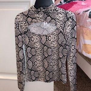 Papaya turtleneck snakeskin long sleeve shirt